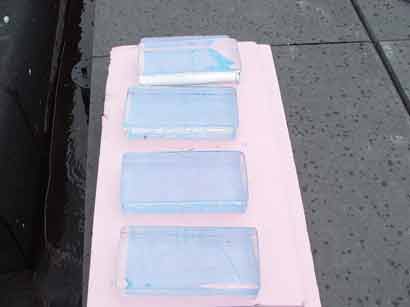 Glass bricks specially made for the fountain