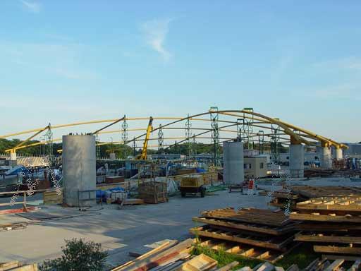 Construction on Gehry Trellis August 19, 2003