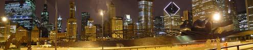 Panoramic view of Gehry Bandshell and Lawn